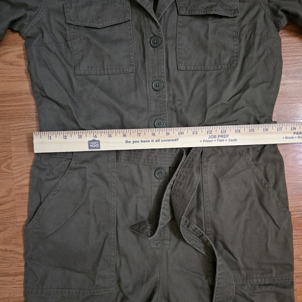 NWT H&M Coverall‎ Utility Jumpsuit Women Sz 6 Cotton Olive Green Barn Chore Work